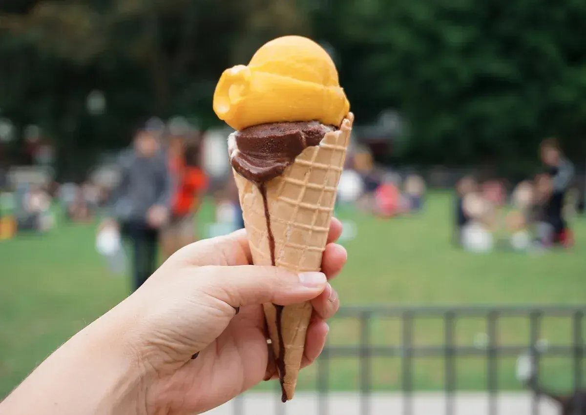 A vegan ice-cream cone in a Berlin park